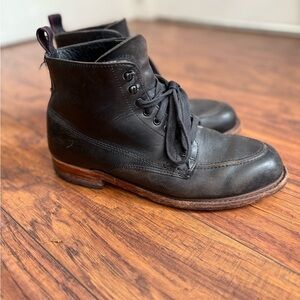 Rag & Bone Men’s Rowan Black Leather Cowhide Lace Up Boots | Size 41 / US 8